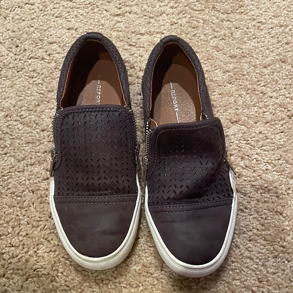 gray slip ons